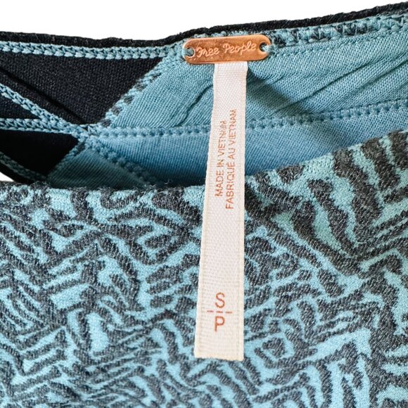 Free People Dress Sm Cross My Heart Teal Black Fitted Mini Back Cut Out Sexy - Picture 7 of 13